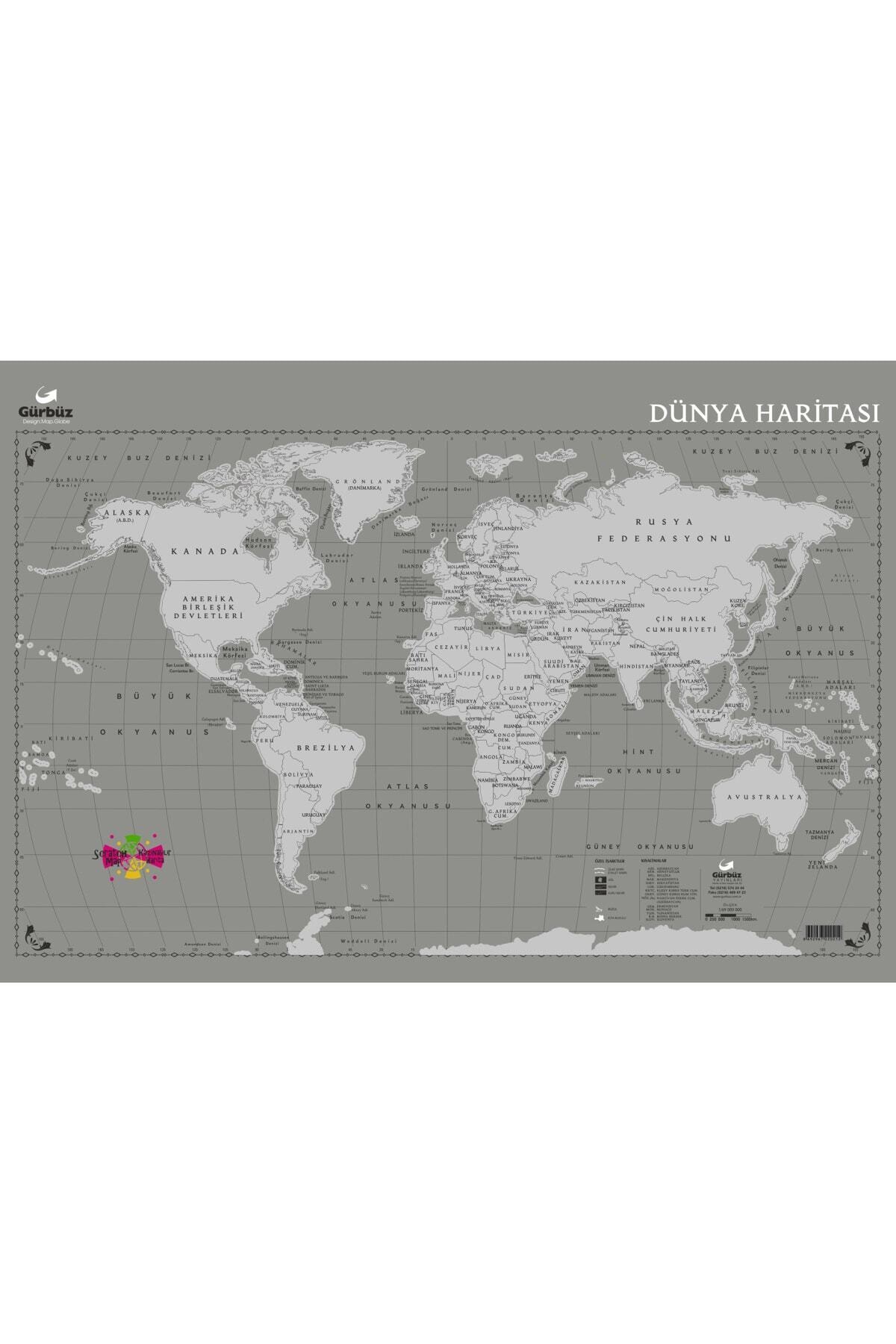 Gürbüz Yayınları Kazınabilir Dünya 70x100 Scratch Map - Fiyatı