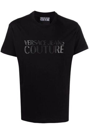 Geo Mat Logo Baskı Jeans Couture Siyah T-shirt VJC71203097676411