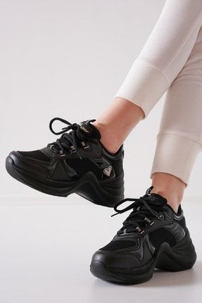 Siyah - Kalın Taban Sneaker Spor Ayakkabı mrcjmpr02007