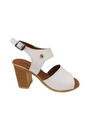 Kadın Topuklu Beyaz Günlük Sandalet Pc-3301 PC-3301