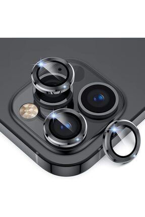 Iphone 13 Pro / 13 Pro Max Uyumlu Alüminyum Alaşım 9h Kamera Lens Koruyucu, Siyah [3'lü Set] HYPRA000043