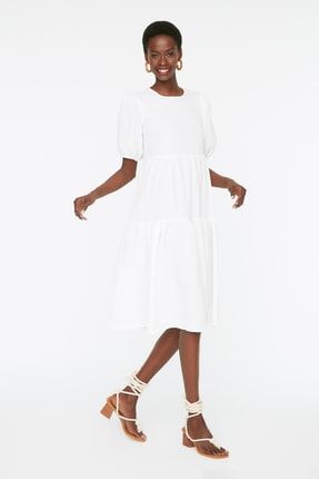 Beyaz Volanlı Elbise TWOSS22EL1259