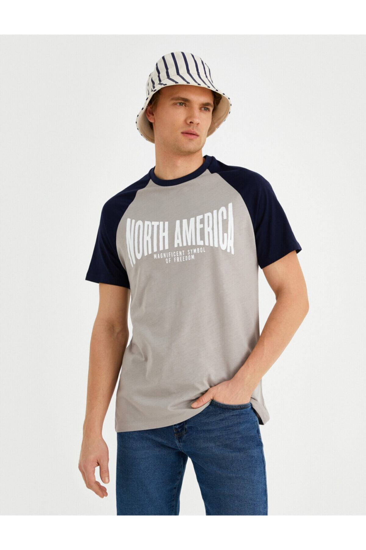 تیشرت مردانه خاکستری کوتون | 2YAM11036CK اورجینال - تصویر 3