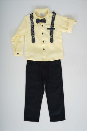 Erkek Çocuk Pantolon Askılı Papyonlu Gömlekli Takım MNKKDS-1701