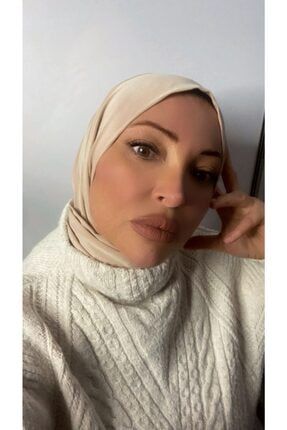 Kadın Tesettür Bej Çıtçıtlı Boyunluk Hijap Bone Model Eşarp Şal bon-005