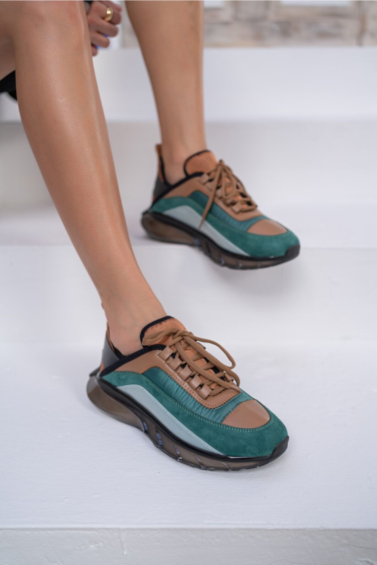 ANGELİNA JONES Marla Kadın Yeşil Suet Air Taban Detay Sneakers