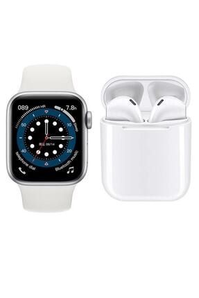 T500 Saat Smart Watch ve I12 Tws Uyumlu Kablosuz Kulaklık Beyaz İkili Kombin rpm-t500-i12-1