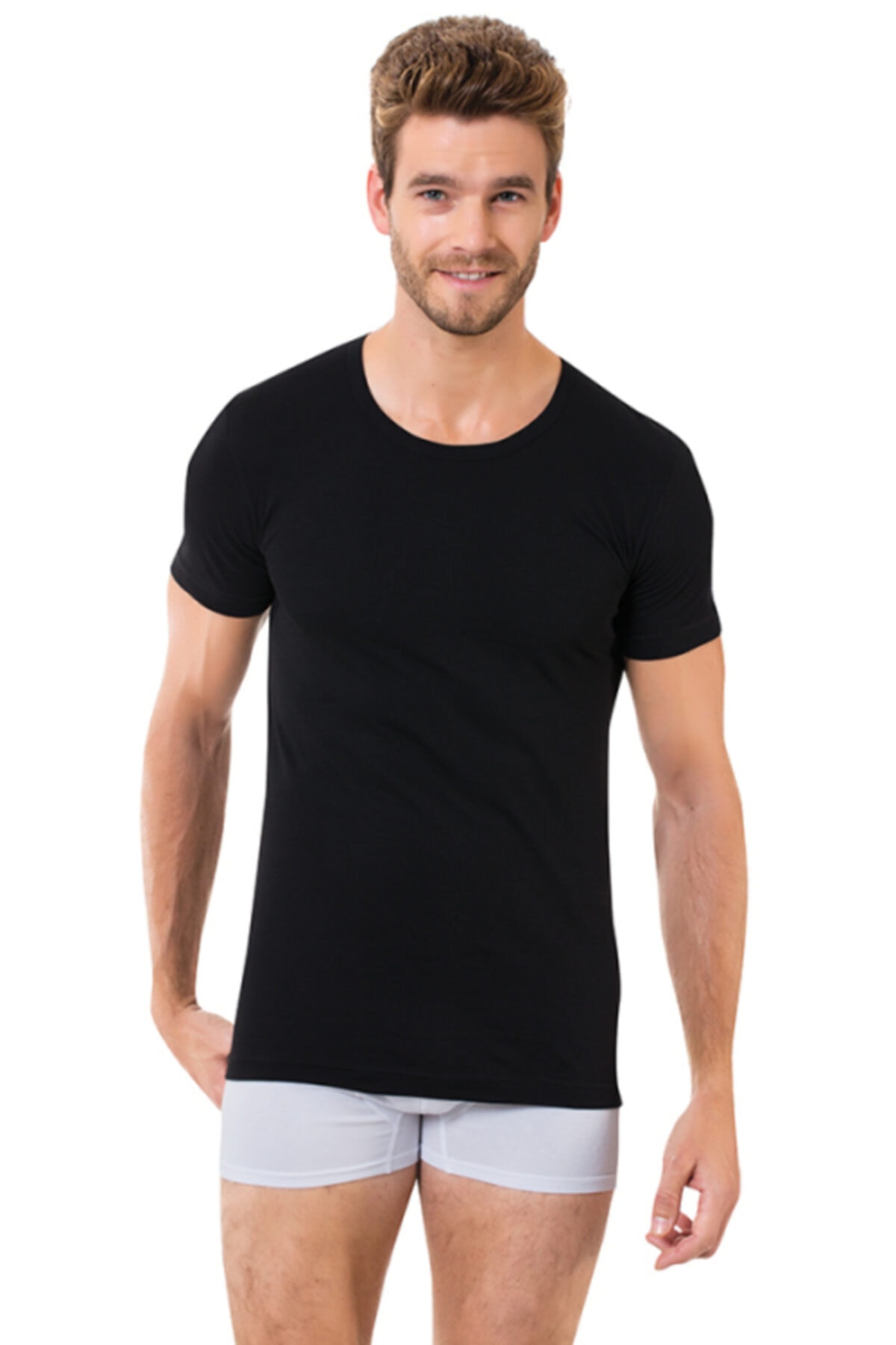 Dark Velvet Erkek Gri Bisiklet Yaka Fanila Siyah renk secenegi