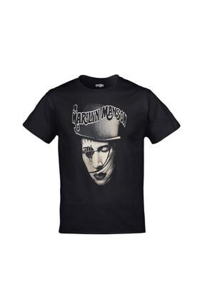 Unisex Siyah Marilyn Manson Baskılı Tshirt ORJ-TM-644