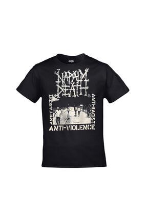 Unisex Siyah Napalm Death Anti Violence Smash Oppression Baskılı Tshirt ORJ-TM-478