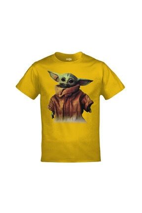 Unisex Sarı Baby Yoda Star Wars The Mandalorian Baskılı T-shirt ORJ-TM-798S