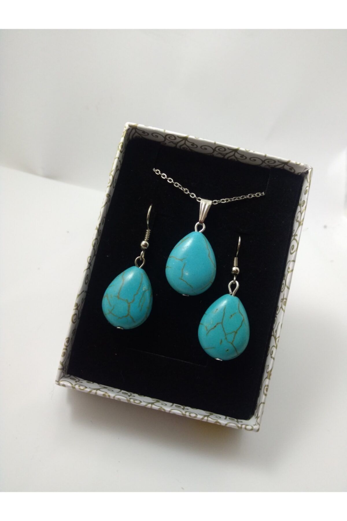 BalıkHediyelik-Natural Stone Necklace and Earring Set 4