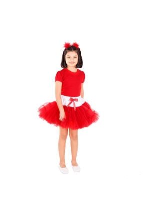 Kız Çocuk Kırmızı Tül Etekli Kısa Elbise CDR-20