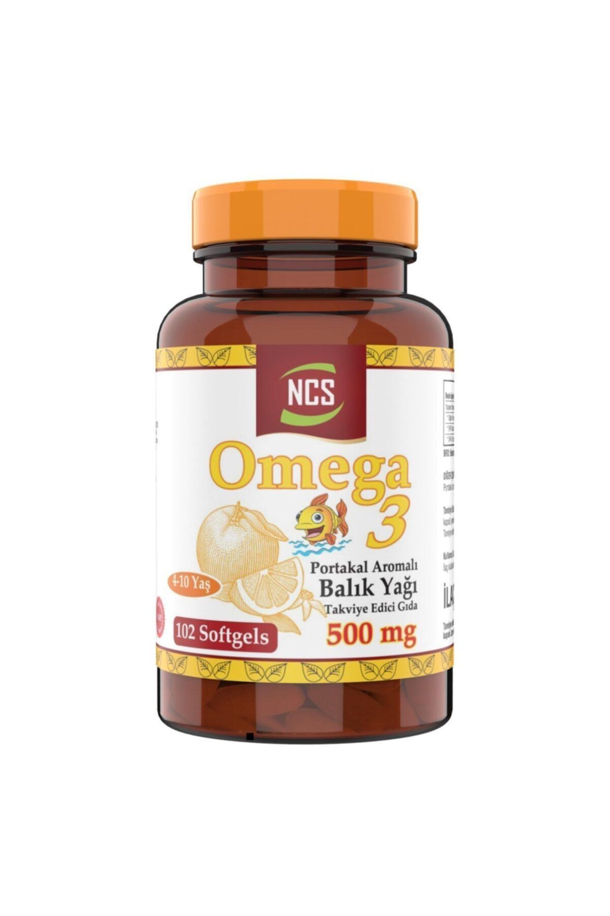 NCS Omega 3 Portakal Aromalı Çocuklar İçin Balık Yağı 102 Softgel + Hap Kutusu ZO9658