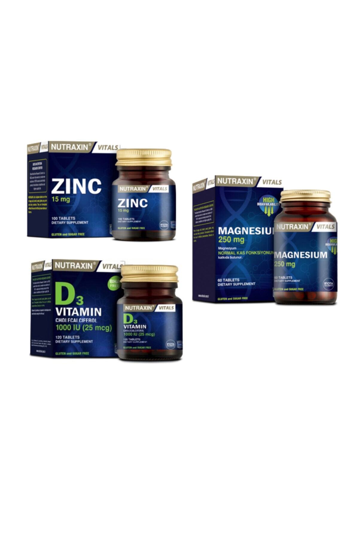 Nutraxin-Zinc for Health 15mg100 Tablets+magnesium 250mg 60 Tablets+vitamin D3 120 Tablets - Skin Hair Nail 1