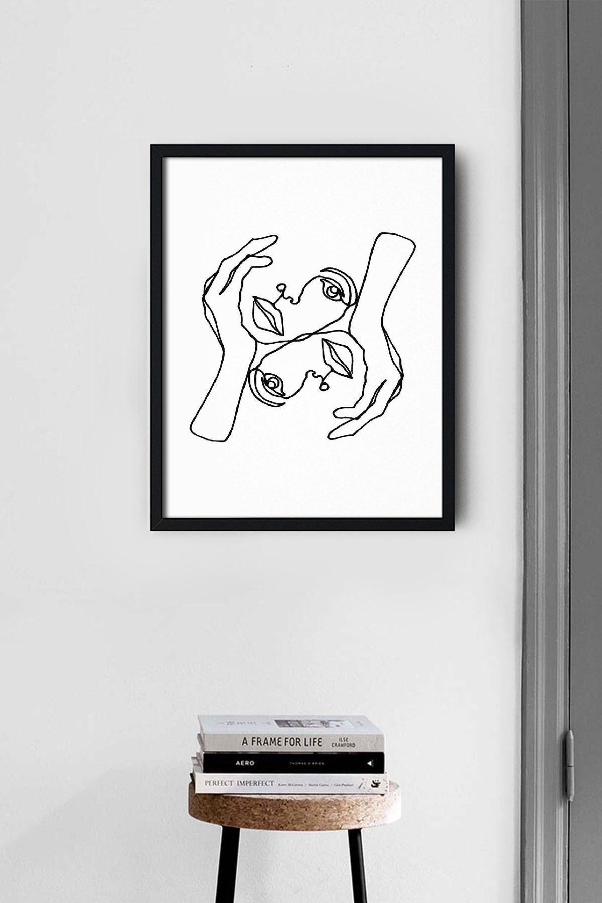 cizim cerceveli tablo seti sanatsal minimalist