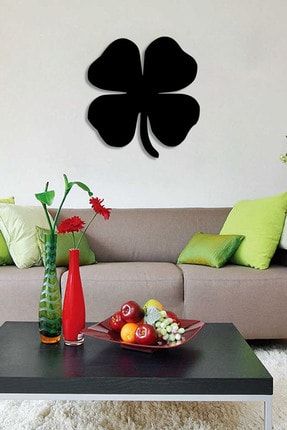 Dört Yapraklı Yonca Çiçeği Duvar Oda Ev Aksesuarı Ahşap Tablo 46x50cm SYH-MDF94