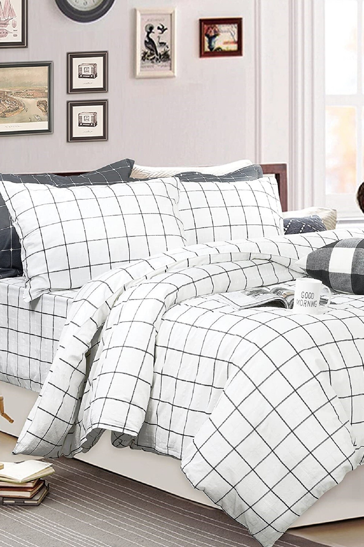 Alla Turca Tek Kisilik Ranforce Cift Tarafli Nevresim Takimi Duz Carsafli Siyah Byz Kareli Fiyati Yorumlari Trendyol