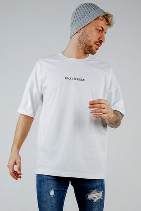 Erkek Beyaz Önü Arkası Baskılı Overisize T-shirt 1kxe1-44806-01 1KXE1-44806