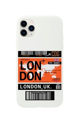Iphone 11 Pro Max London Bilet Tasarımlı Beyaz Telefon Kılıfı MCIP11PMAXLLNDN