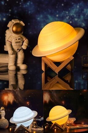 Dokumatik Gece Lambası Masa Yatak Odası Dekoratif Aydınlat Lamba Renk Değiştiren Satürn Gezegen Lamp il62b