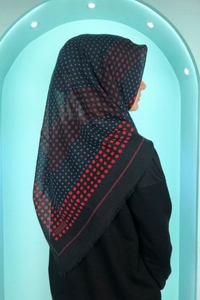 kadın Pamuklu Dikişsiz Puantiye Desen Kırmızı Yazlık Mevsimlik Anne Eşarbı Başörtü IE-200860427