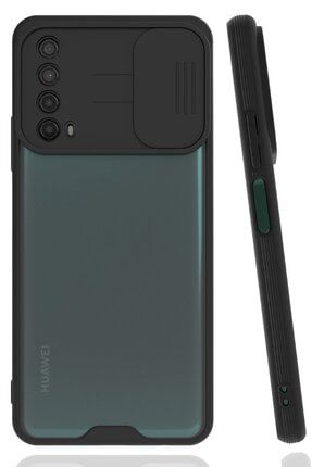Huawei P Smart 2021 Kılıf Kamera Sürgülü Siyah Renk Silikon Tam Koruma Kapak platin-HuPSmart2021