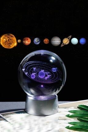 Led Işıklı Güneş Sistemi Cam Küre Dekoratif 3d Kristal Cam Küre teknocamküre