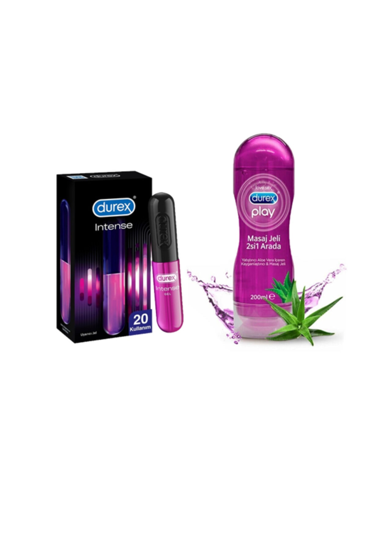 Play Kayganlaştırıcı & Masaj Jeli Aloe Vera 200 ml & Intense Uyarıcı 10 ml - Ikisi Bir Arada
