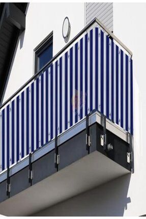 ''kuş Gözü'' Balkon Perdesi Balkon Korkuluğu Mavi Beyaz (enx Boy ) EVASK6154