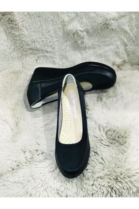 Siyah Dolgu Topuk Streç Kumaş Kadın Ayakkabı 201