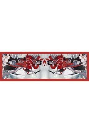 Kılıçlı Kırmızı Japon Kadın Desenli Pareo-kırmızı / Gri / Bej 2125