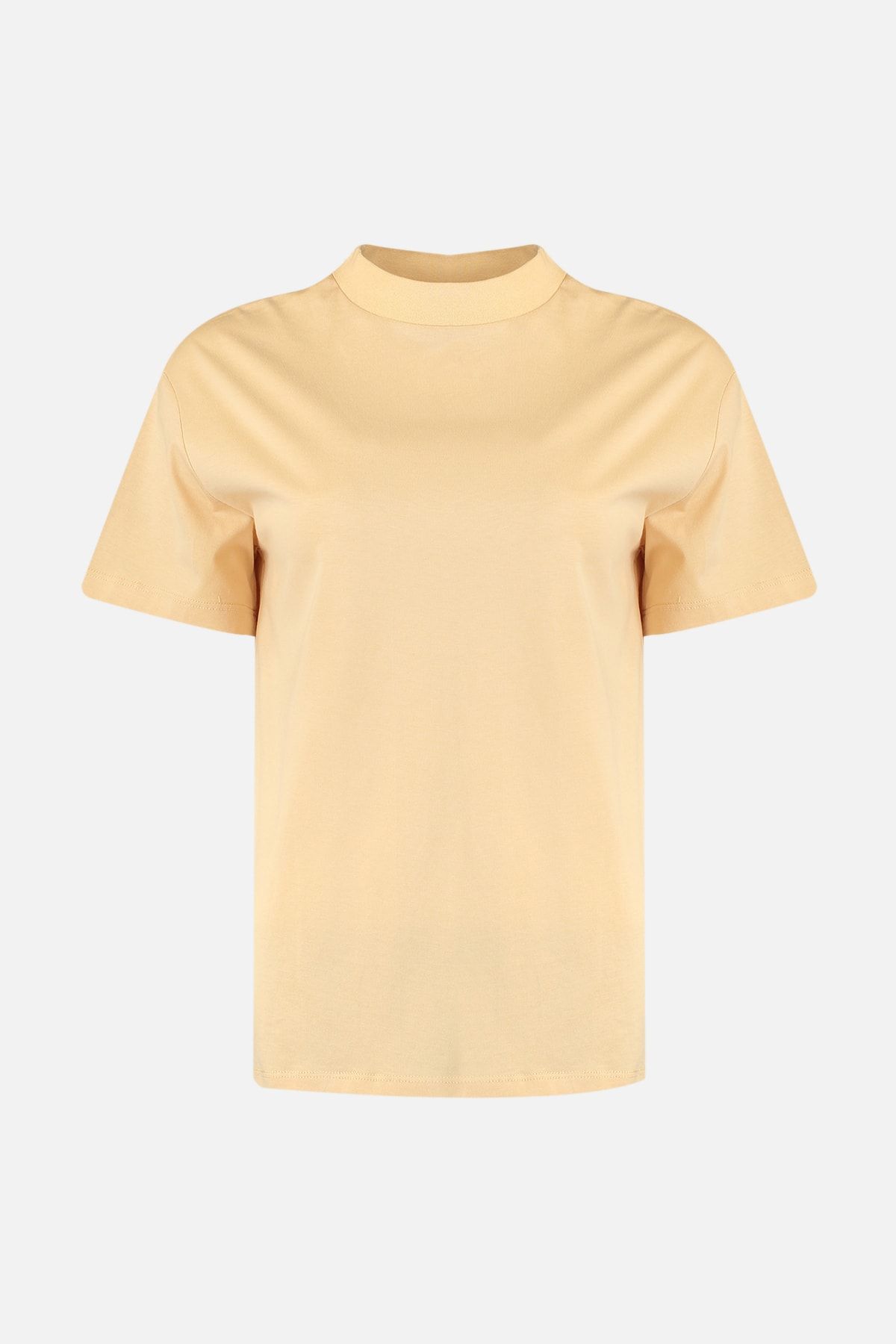 Trendyol Collection-Beige-Mink 2 Pack 100% Cotton Basic High Collar Knitted T-Shirt TWOSS20TS1500 7