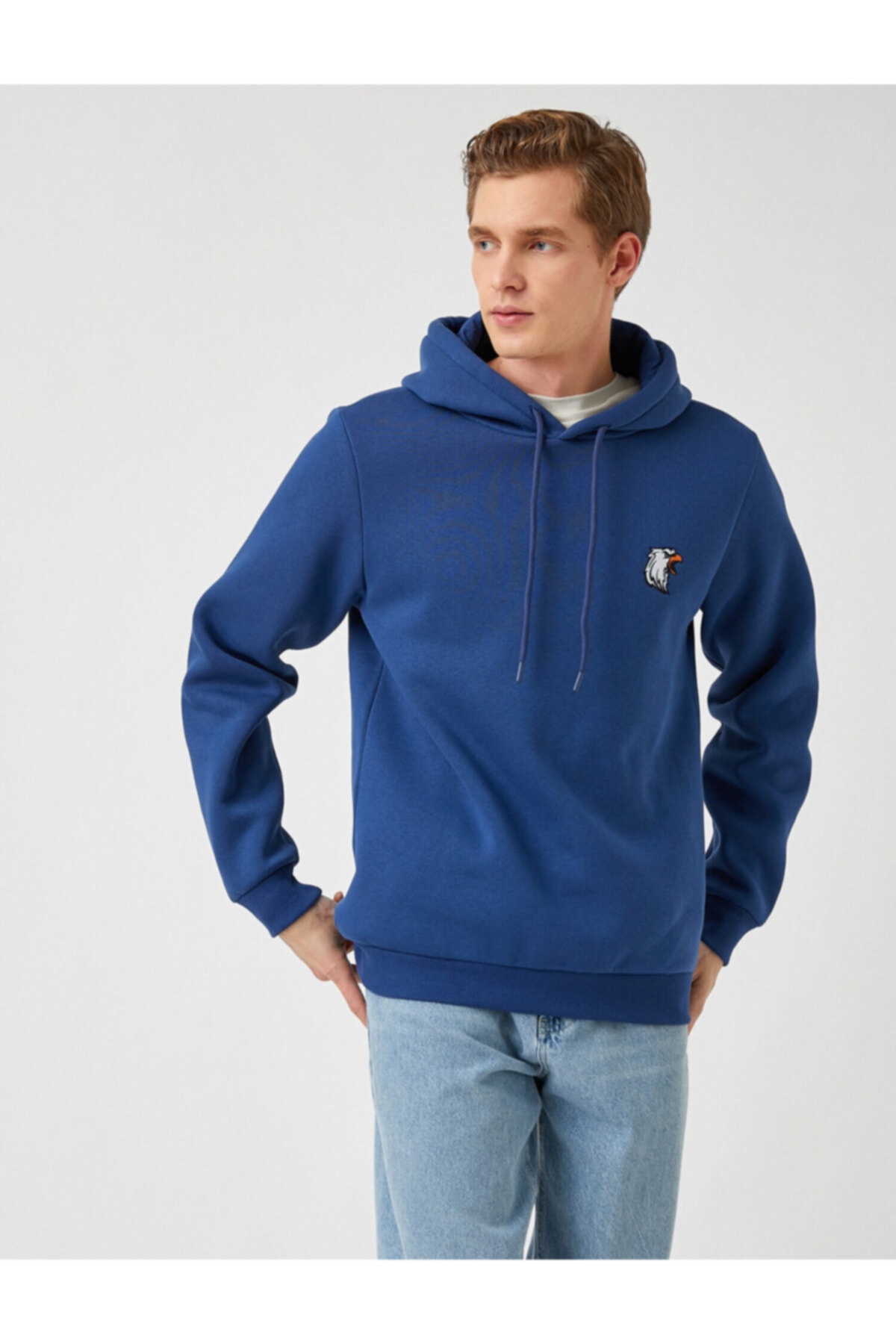 سویشرت مردانه آبی سرمه ای کوتون | 2KAM71587LK اورجینال - تصویر 8