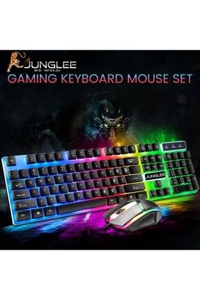 Led Işıklı Oyuncu Klavye Mouse Seti Usb Girişli Kablolu J-1001 gk 470
