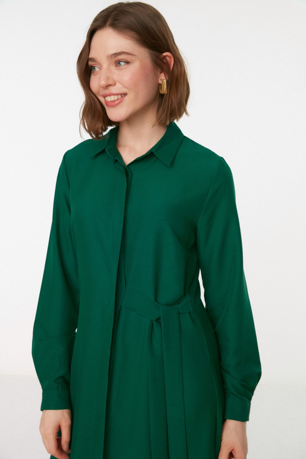 Dark green shirt dress clearance