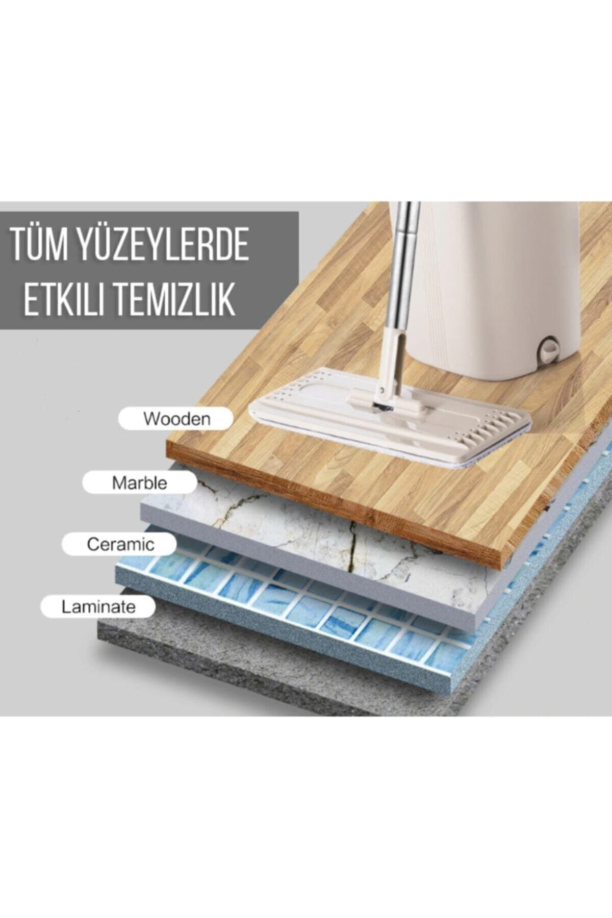 Orjinal 3 Farklı Kullanım Için 3 Bezli Tablet Mop - 3 Adet Mikrofiber Bez - 5