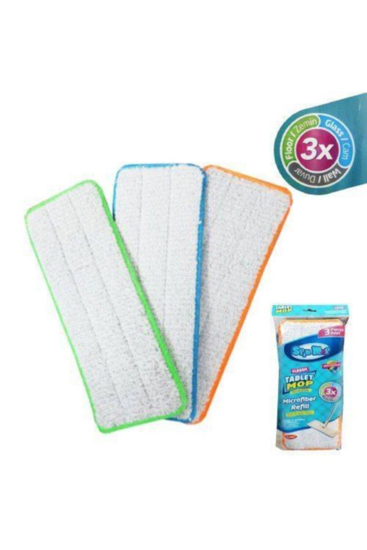Orjinal 3 Farklı Kullanım Için 3 Bezli Tablet Mop - 3 Adet Mikrofiber Bez - 7