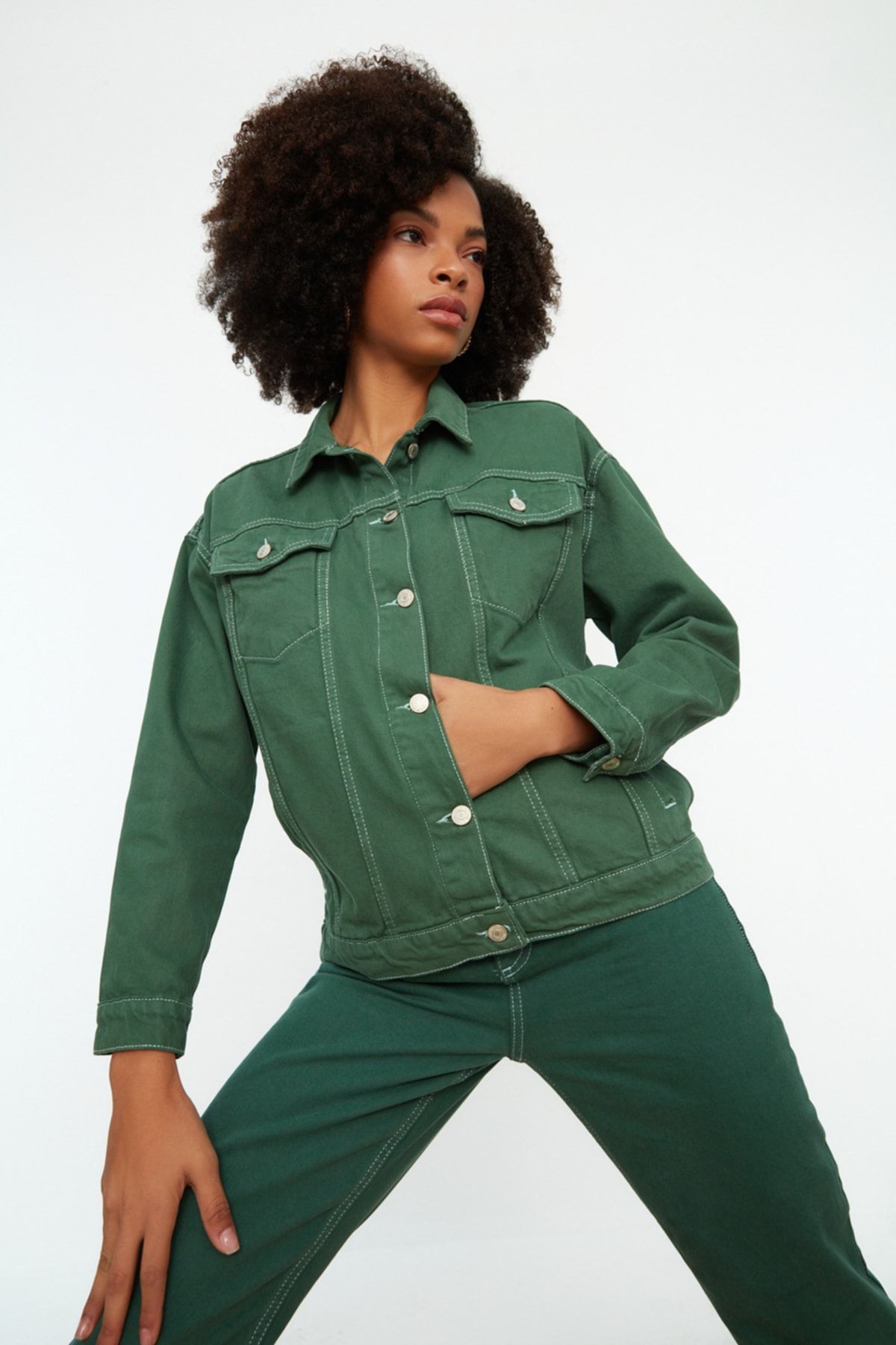 Topshop green denim jacket hot sale