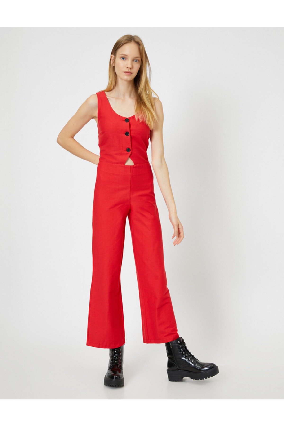 Koton Jumpsuit Rot Regular Fit Fast ausverkauft