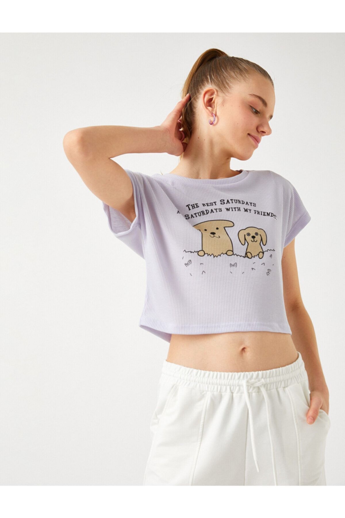 Koton T-Shirt Lila Regular Fit Fast ausverkauft