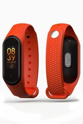 Kabartma Desenli Xiaomi Mi Band 3 Ve 4 Uyumlu Kordon DESENLİ TURUNCU