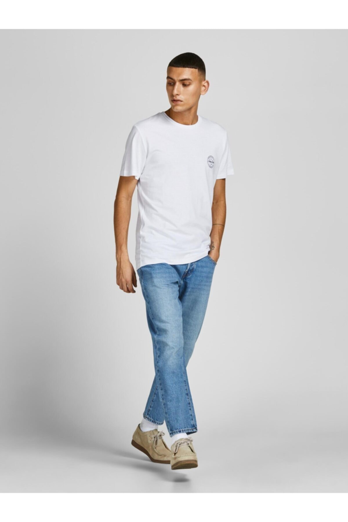 تیشرت مردانه سفید جک اند جونز | 12205022 اورجینال - تصویر 3