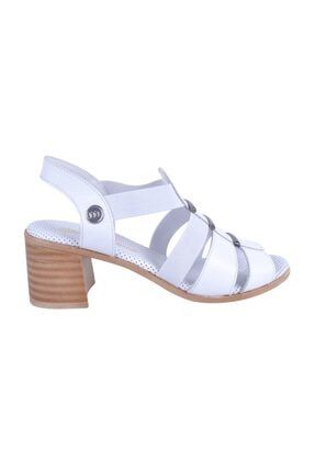 D22ys-1370 Beyaz Kadın Deri Sandalet 54843