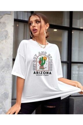 Kadın Beyaz Arizona Oversize Tshirt Tshirt-Arizona