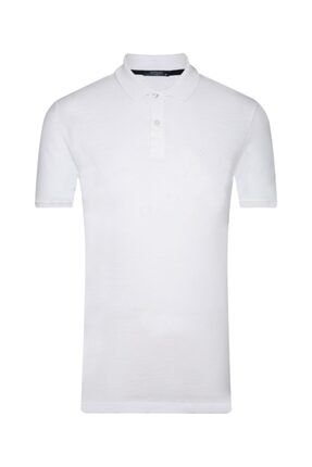 Slim Fit Polo Yaka Beyaz Erkek Tişört 220803