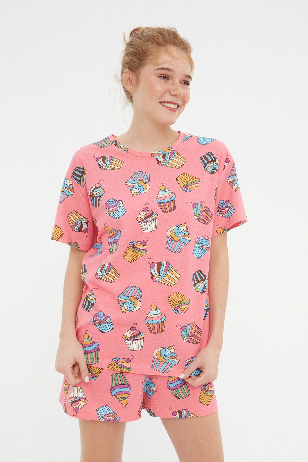 Trendyol Collection Pyjama Rosa Mit Slogan Fast ausverkauft YB9793