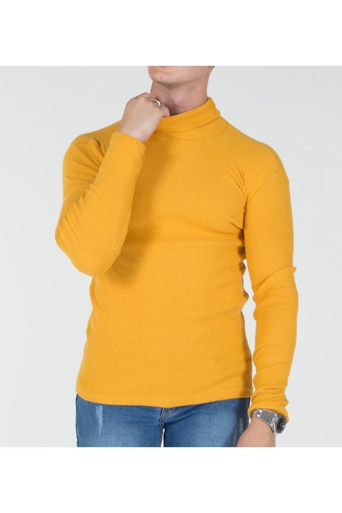 TREND YA AR Men s Yellow Turtleneck Knitwear Sweater Trendyol