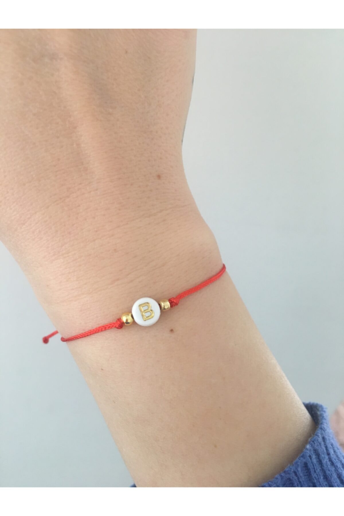 B Letter Red Rope Chance Bracelet BİL001