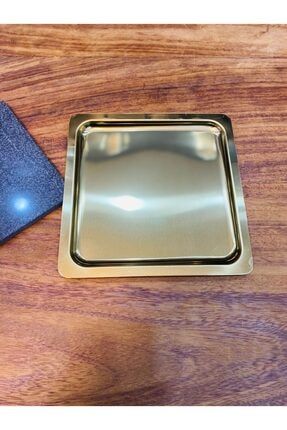 Lüx Çelik Gold Titanyum Kahve Sunum Tepsisi 21x21 Cm 2 'li CHF